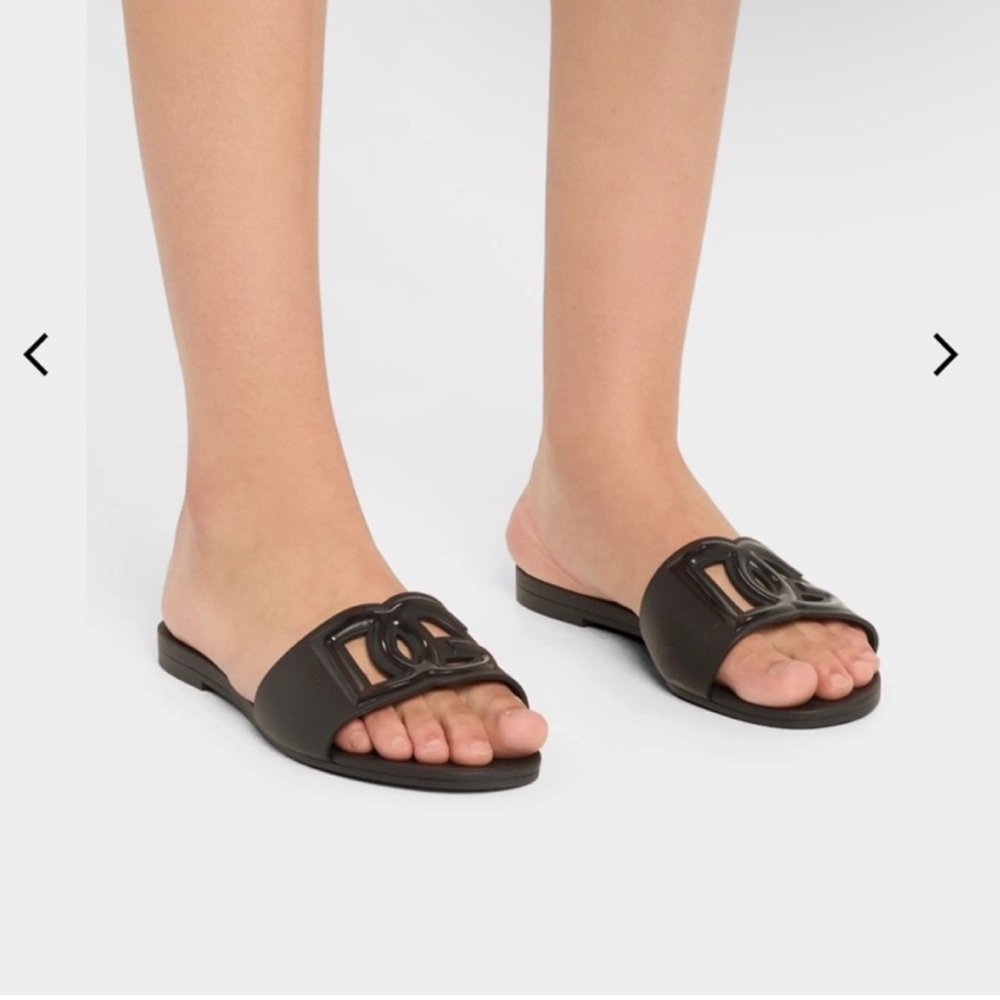 Dolce & Gabbana Black Logo Slide Sandals